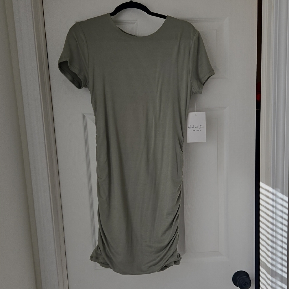 Olive Green Ruched Dress